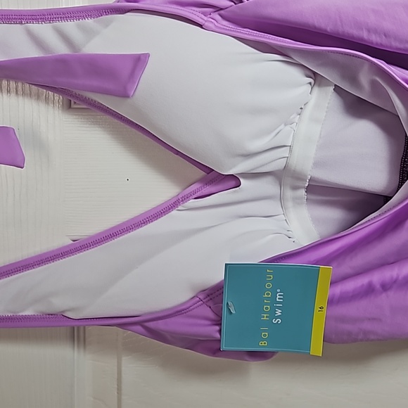 Bal Harbor Faux Wrap New Size 16 One Piece Halter Bathing Swim Suit - Picture 4 of 8